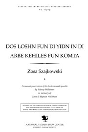 Cover of: Dos loshn fun di Yidn in di arbe ḳehiles̀ fun Ḳomṭa-Ṿenesen by Zosa Szajkowski