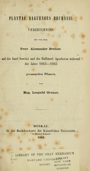 Cover of: Plantae Bakuenses Bruhnsii = by Leopold Gruner