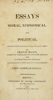 Cover of: Essays moral, economical, and political