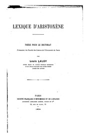Cover of: Lexique d'Aristoxène...