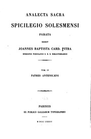 Cover of: Analecta sacra spicilegio solesmensi parata by Jean Baptiste Pitra