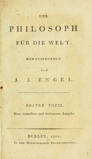 Cover of: Der Philosoph für die Welt by Johann Jacob Engel