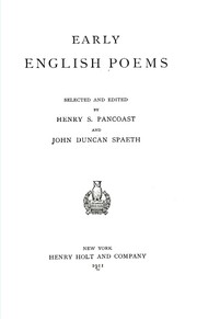 Cover of: Early English poems