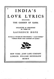 Cover of: India's Love Lyrics: Including, The Garden of Kama