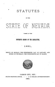 Cover of: Statutes of the State of Nevada