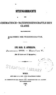 Cover of: Sitzungsberichte by Kaiserlichen Akademie der Wissenschaften in Wien, Mathematisch-Naturwissenschaftliche Klasse