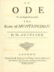 Cover of: An ode to the Right Honourable the Earl of Huntingdon