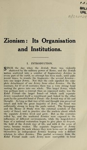 Cover of: Zionism:  its organisation and institution