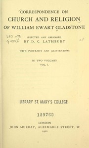 Cover of: Correspondence on church and religion of William Ewart Gladstone by William Ewart Gladstone