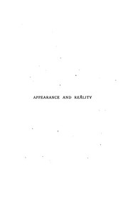 Cover of: Appearance and reality: a metaphysical essay