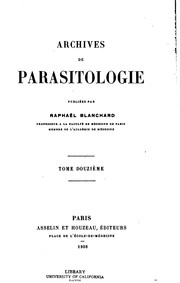 Cover of: Archives de parasitologie by Raphaël Anatole Émile Blanchard