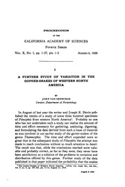 Cover of: I. A Further Study of Variation in the Gopher-snakes of Western North America. II. Description ...