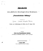 Ueber das phokylideische Gedicht: Ein Beitrag zur hellenistischen Litteratur.[progr.] by Jacob Bernays