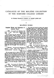 Cover of: Catalogue of Molière collection in Harvard college library