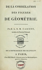 Cover of: De la corrélation des figures de géométrie