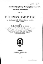 Cover of: Children's perceptions by W. H. Winch