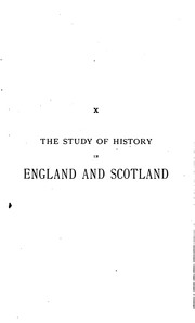 Cover of: The study of history in England and Scotland