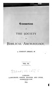 Cover of: Transactions of the Society of Biblical Archæology by Society of Biblical Archæology (London , England., Walter L . Nash