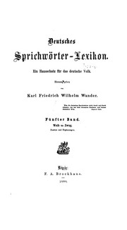Cover of: Deutsches Sprichwörter-lexikon: Ein Hausschatz für das deutsche Volk by Karl Friedrich Wilhelm Wander