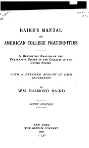 Cover of: Baird's Manual of American College Fraternities by 
