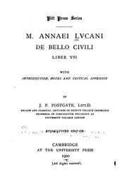 Cover of: M. Annaei Lvcani De bello civili liber VII: with introduction, notes and critical appendix