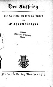 Cover of: Der Aufstieg by von Wilhelm Speyer.