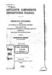 Cover of: Vasculorum campanorum inscriptiones Italicae: dissertatio philologica ... by Fritz Weege