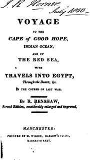 Cover of: Voyage to the Cape of Good Hope, the Indian Ocean, and Up the Red Sea, with Travels Into Egypt ... by Richard Renshaw