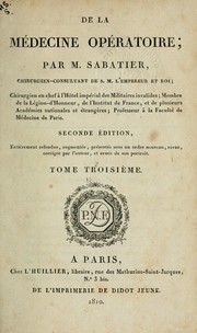 Cover of: De la médecine opératoire by Raphaël Bienvenu Sabatier