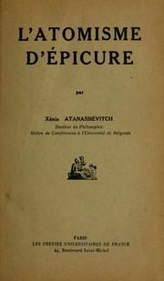 L'Atomisme d'Epicure by Ksenija Atanasijević