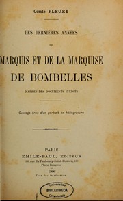 Cover of: Les Dernières années du marquis et de la marquise de Bombelles by Fleury, Maurice Comte