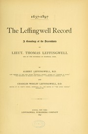 Cover of: Leffingwell record: a genealogy of the descendants of Lieut. Thomas Leffingwell, one of the founders of Norwich, Conn