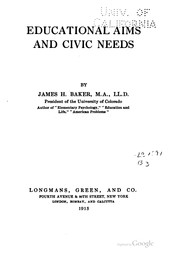 Cover of: Educational aims and civic needs