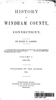 History of Windham County, Connecticut by Ellen D. Larned