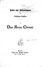 Cover of: Das kreuz Christi by Johannes Lepsius