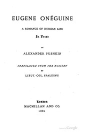 Cover of: Eugene Onéguine: A Romance of Russian Life in Verse