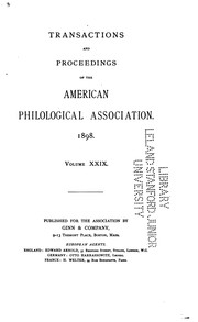 Cover of: Transactions and Proceedings of the American Philological Association by American philological association