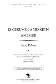 Cover of: Iz geḳumen a Yid ḳeyn Ameriḳe by Isaac Raboy, Isaac Raboy