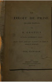 Cover of: Le droit de prise: (De jure praedae)