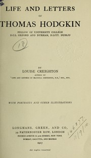 Cover of: Life and letters of Thomas Hodgkin