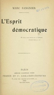 Cover of: L'esprit démocratique