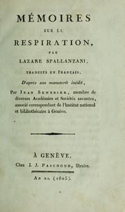 Cover of: Mémoires sur la respiration by Lazzaro Spallanzani