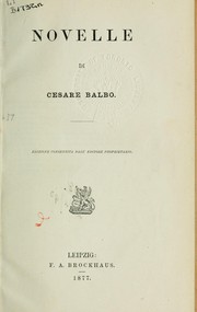 Cover of: Novelle by Cesare Balbo, conte