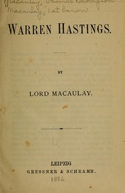 Cover of: Warren Hastings. by Thomas Babington Macaulay