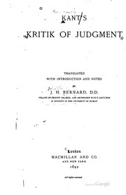 Cover of: Kant's Kritik of judgment