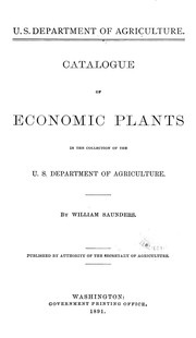 Cover of: Catalogue of economic plants in the collection of the U. S. Department of Agriculture.