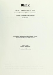 Cover of: Generalized Samuelson conditions and welfare theorems for noonsmooth economies by John P. Conley