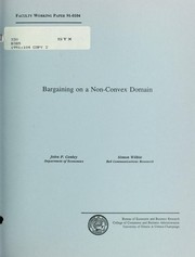 Cover of: Bargaining on a non-convex domain | John P. Conley