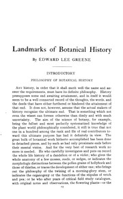Cover of: Landmarks of botanical history: a study of certain epochs in the development of the science of botany.