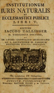 Cover of: Institutionum iuris naturalis et ecclesiastici publici liber V